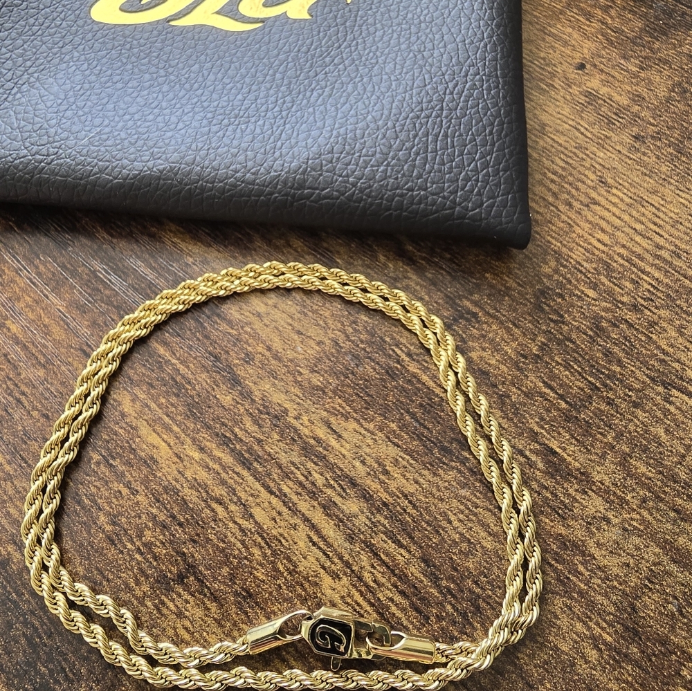 SOLD GLD 2mm 16" rope chain necklace